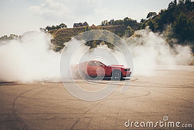 Blured car drifting, motion blur drift Stock Photo