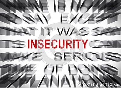 Blured text with focus on INSECURITY Stock Photo