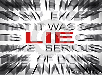 Blured text with focus on LIE Stock Photo