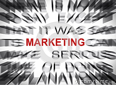 Blured text with focus on MARKETING Stock Photo