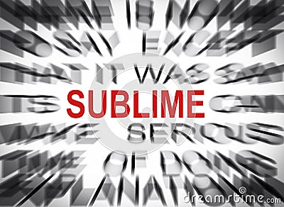 Blured text with focus on SUBLIME Stock Photo