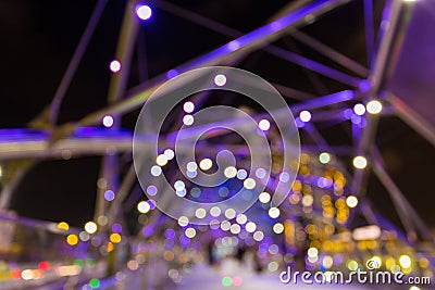 Blured view with bokeh of the Helix Bridge Editorial Stock Photo