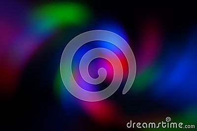 Blurred abstract gradient wave green, pink, blue, blurry christmas and holiday lights background. Multicolored, bright spiral Stock Photo