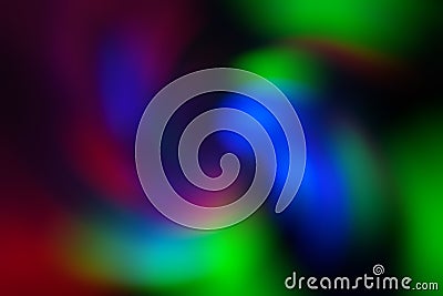 Blurred abstract gradient wave green, pink, blue, blurry christmas and holiday lights background. Multicolored, bright spiral Stock Photo