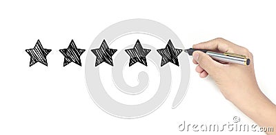 Blurred background rating with hand drawn stars Stock Photo