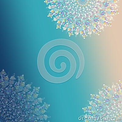 Blurred Background with snowflakes for Christmas and New year. Digital Illustrations of colorful snowflakes Stock Photo