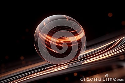 Blurred binary code forming shape of globe on dark background. Global programming and technology Stock Photo
