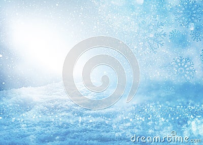 Blurred blue snowy landscape Stock Photo