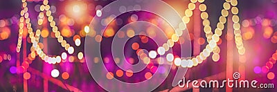 Blurred bokeh fastival night light of city. colourful evening lights background Stock Photo