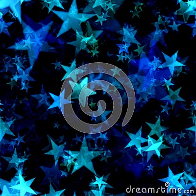 Blurred bright blue stars on the dark wall background Stock Photo