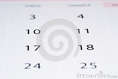 Blurred calendar abstract, background close-up image Stock Photo