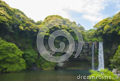 Blurred Cheonjiyeon Waterfall is a waterfall on Jeju Island, Sou Stock Photo