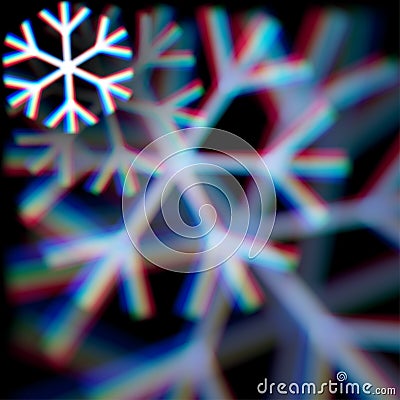 Blurred christmas snowflake sign with aberrations Vector Illustration
