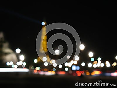 Blurred city lights, Paris. Editorial Stock Photo
