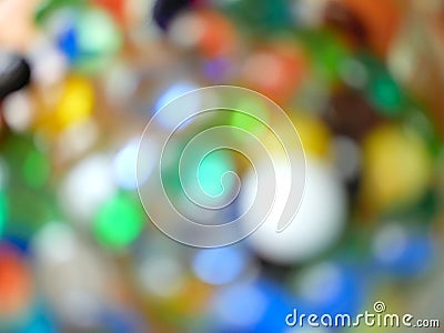 Blurred Colorful Bokeh, Glass Marbles and Beads Stock Photo