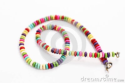 Blurred Colorful Jewelery Beads Natural Home Made Chain Concept Presentation Stock Photo