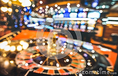 Blurred defocused background of roulette at casino saloon Stock Photo