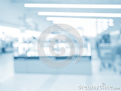 Blurred dispense counter of hospital or clinical with people Stock Photo