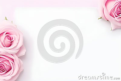 Blurred Elegance Pink Rose Horizontal Banner with Copy Space - Mockup Template for a Stunning Display Generative AI Stock Photo
