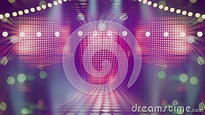 Blurred empty theater stage with colourful spotlights, abstract image of concert lighting illumination background Stock Photo