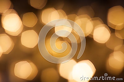 Blurred golden sparkling festive bokeh background Stock Photo