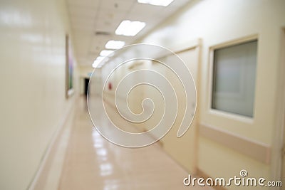 Blurred hospital indoor corridor hallway as background for graphic pursuit Stock Photo