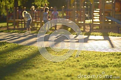 blurred image for background of children's playground,activities at public park Stock Photo