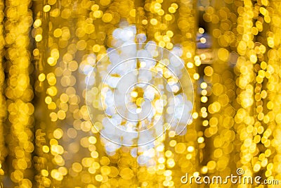 Blurred image Decorative outdoor string lights hanging in the garden at night time festivals season Stock Photo