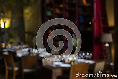 Blurred image of the interior of a contemporary designed restaurant. Editorial Stock Photo