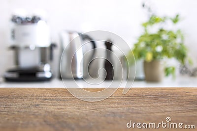 Blurred image of modern kitchen interior for background Stock Photo