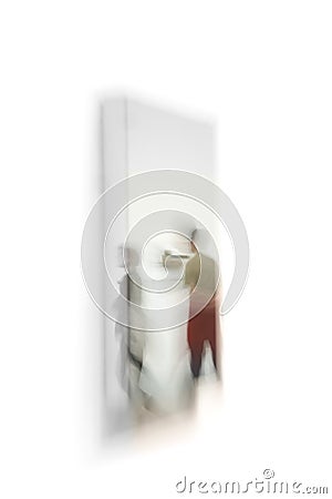 Blurred image of peoople reflected in mirror Stock Photo