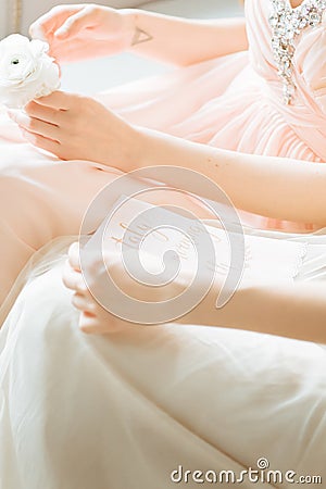 Blurred image in pink beige pastel colors background Stock Photo