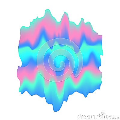 Blurred liquid wavy holographic abstract soft vibrant pink blue turquoise colors flow blend gradient quirky shape Vector Illustration