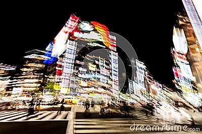 Blurred motion of cars, abstrakt motion blurry of city. Tokyo, Japan Editorial Stock Photo