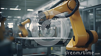 Blurred motion of robotic arm in factory Stock Photo