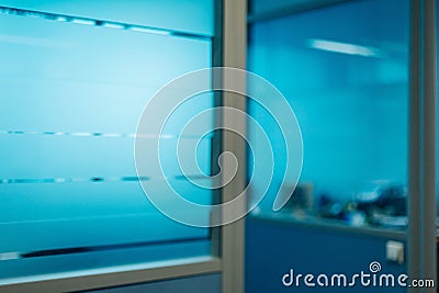 Blurred office corridor doors partitions without focus Stock Photo