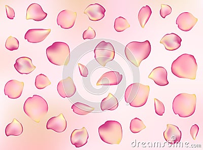 Blurred pastel background with flower petals. Vector Illustration