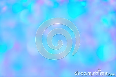 Blurred pastel neon blue mint pink holographic bokeh background texture Stock Photo