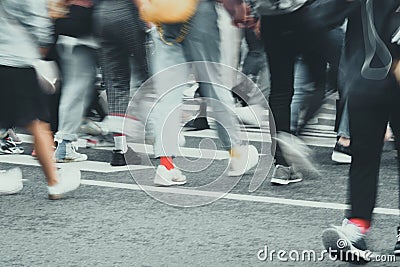 Blurred pedestrian traffic on the street of a European city Stock Photo