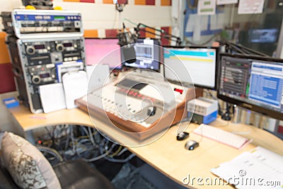 Blurred radio studio Stock Photo