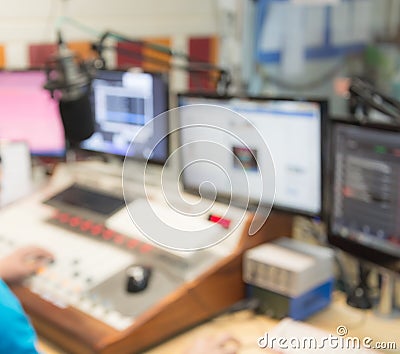 Blurred radio studio Stock Photo