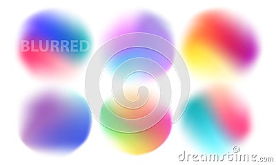 Blurred round shapes. Set of defocused soft color gradient circles for creative graphic design. Vector Illustration