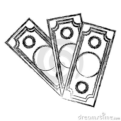 blurred silhouette set collection money bills Cartoon Illustration