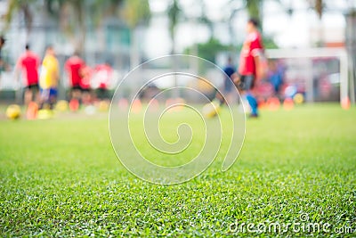 Blurred soccer practice court Stock Photo