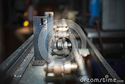 Blurred soft images of Steel Pulley Wheels, is Machine Components in industrial plants Stock Photo