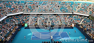 Blurred spectators watching a tennis match at the Miami Open. Editorial Stock Photo