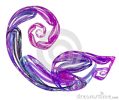 Blurred spirals in shades of purple on a white background. Graphic design element. 3d Cartoon Illustration