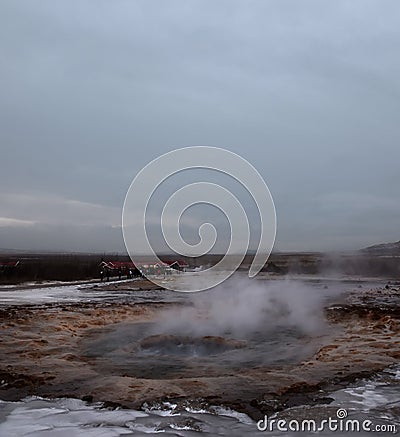 Blurred. The eruption of the Strokkur geyser in the southwestern part of Iceland in a geothermal area near the river Hvitau Stock Photo