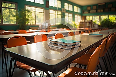 Blurred study scene Empty classroom, a view in soft focus Stock Photo