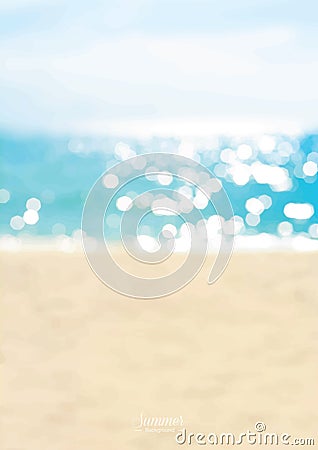 Blurred summer beach with sparkling seawater Vector Illustration